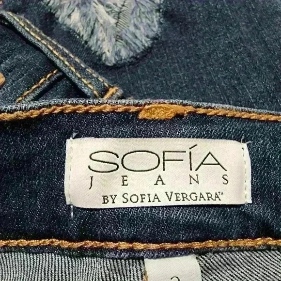 Sofia Jeans by Sofia Vergara Womens Skinny Shark Bite Hem Mid Rise Dark Wash - Picture 7 of 9